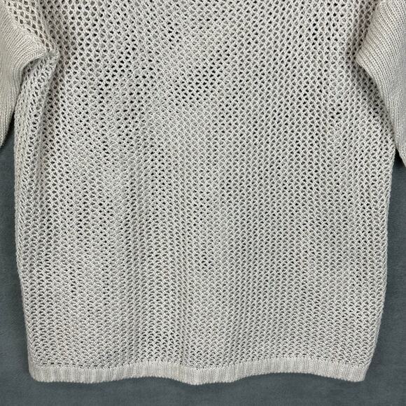 Peruvian Connection Sweater Women Small Cream Open Knit Short Sleeve Boho Beachy - Picture 3 of 11